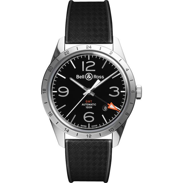 Bell & Ross Watch Vintage BR 123 GMT Officer Rubber - Black