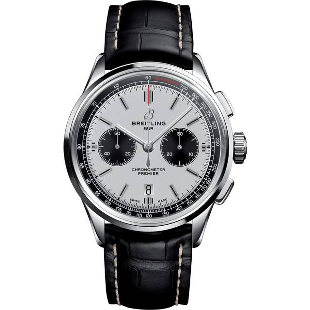 Breitling Watch Premier B01 Chronograph 42 Black Croco Tang - Silver