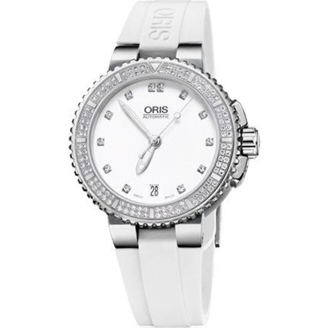 Oris Watch Aquis Date Diamonds Rubber - White