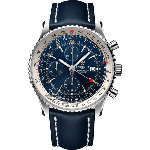 Breitling Watch Navitimer 1 Chronograph GMT 46 Leather Tang Type - Blue