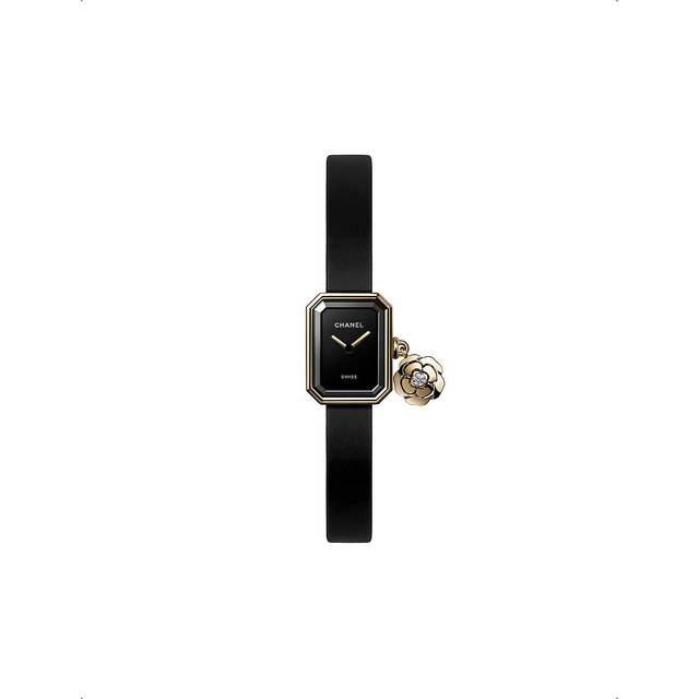 Chanel Womens Black & Gold H6361 Premi&#232;re Extrait De Cam&#233;lia 18ct Yellow-gold, Titanium, Rubber and 0.04 Brilliant-cut Diamond Quartz Watch - BLACK & GOLD