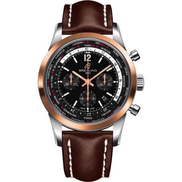 Breitling Watch Transocean Unitime Pilot Black Red Gold - Black