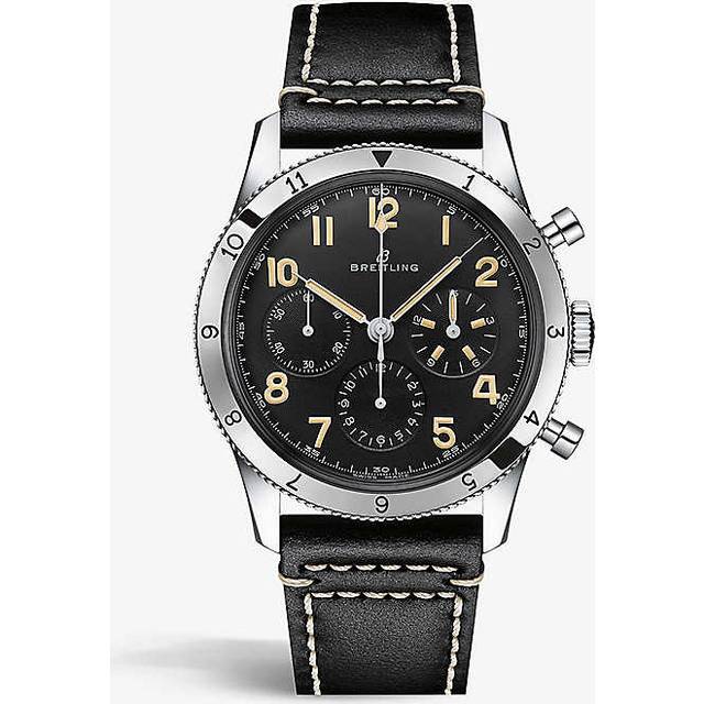 Breitling Mens Black Ab0920131b1x1 Aviator Ref. 765 1953 Re-edition Stainless-steel and Leather Self-winding Watch 41mm - BLACK