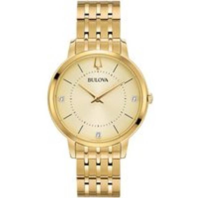 Bulova 97P123 Classic Gold Plated Diamond Set Bracelet Watch - W83101