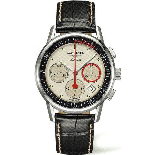 Longines Watch Heritage Column Wheel Chronograph Record Mens - Cream