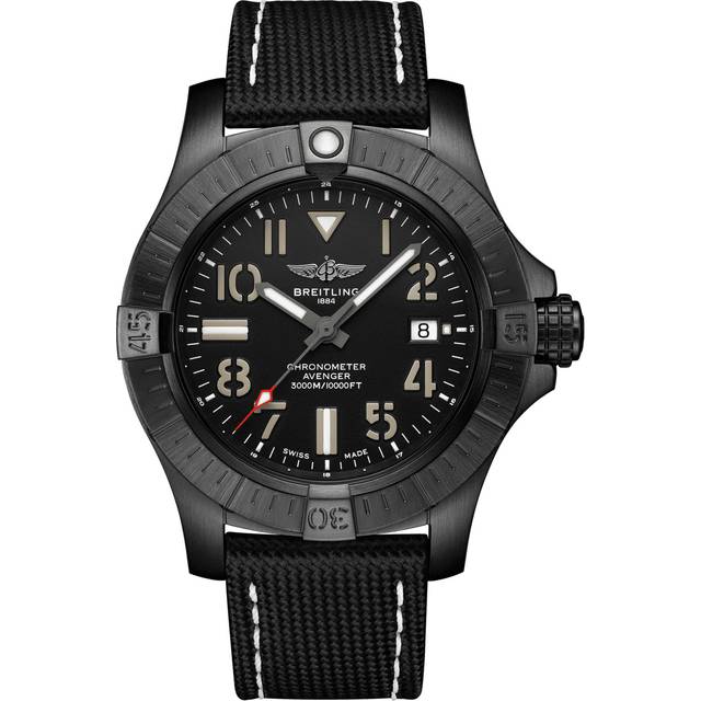 Breitling Watch Avenger Automatic 45 Seawolf Night Mission Leather Tang Type - Black