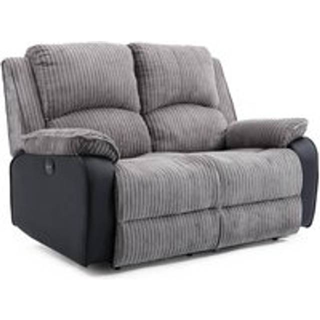 Postana Electric High Back Jumbo Cord Fabric Recliner 2 Seater Sofa - Grey