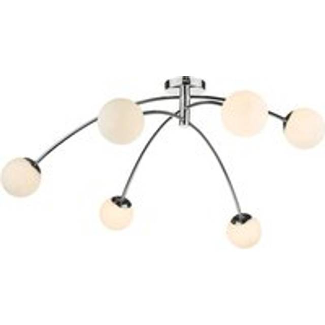 Dar Lighting Group PUG6450 Puglia 6 Light Semi Flush Ceiling Light Pol