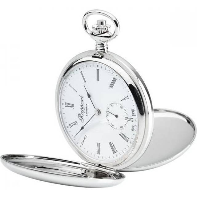Rapport Pocket Watch Mechanical Double Hunter Silver Tone - White