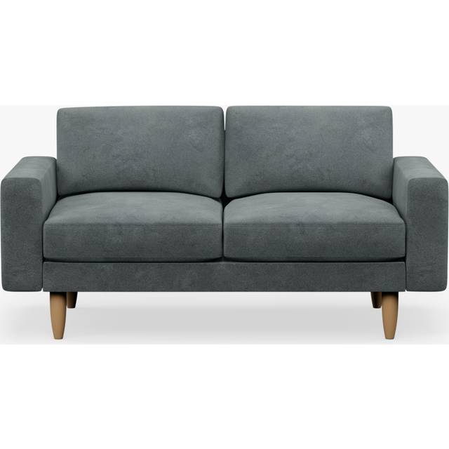 Hutch Velvet Block Arm 2 Seater Sofa - Slate Grey