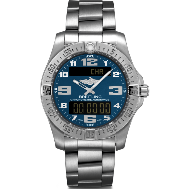 Breitling Watch Aerospace Evo Mariner Blue Titanium Professional III Pre-Owned - Blue