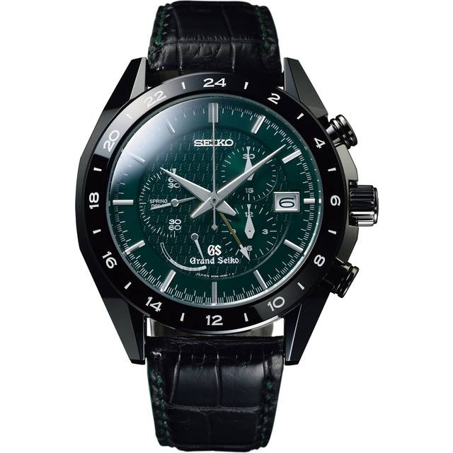 Grand Seiko Watch Spring Drive Sports Black Ceramic GMT Limited Edition - Green