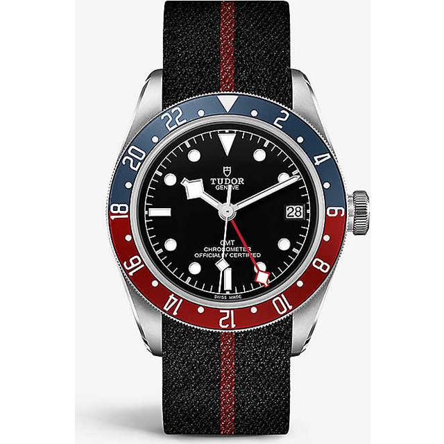Tudor Mens Black & Red M79830rb-0003 Bay Gmt 41mm Stainless Steel and Woven Automatic Watch - BLACK & RED