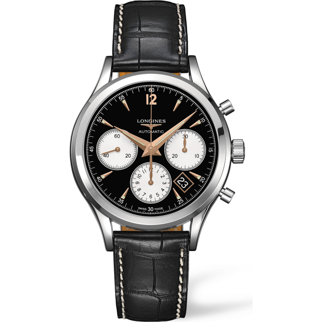 Longines Watch Heritage Column Wheel Chronograph Mens - Black