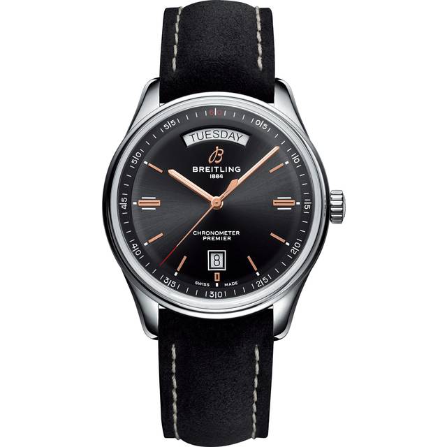 Breitling Watch Premier Automatic Day and Date 40 Black Nubuck Tang - Black