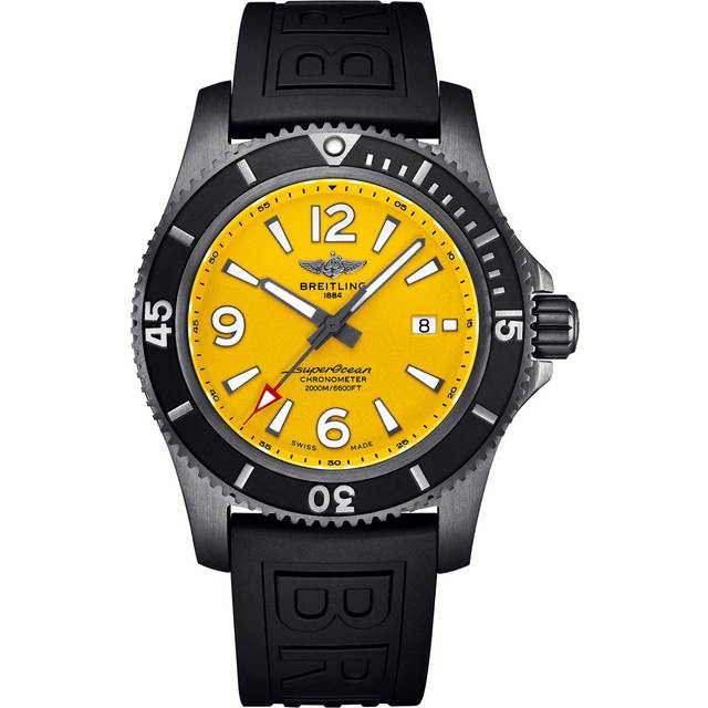 Breitling Watch Superocean Automatic 46 Black Steel Yellow Diver Pro III Tang Type - Yellow