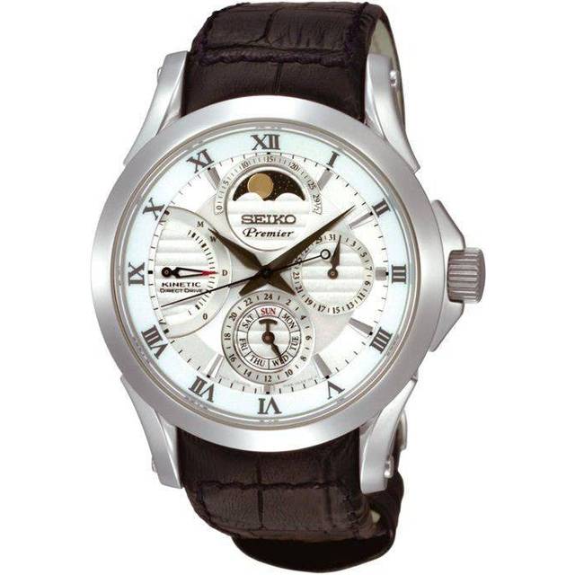 Seiko Premier Kinetic Direct Drive Moon Phase - Silver