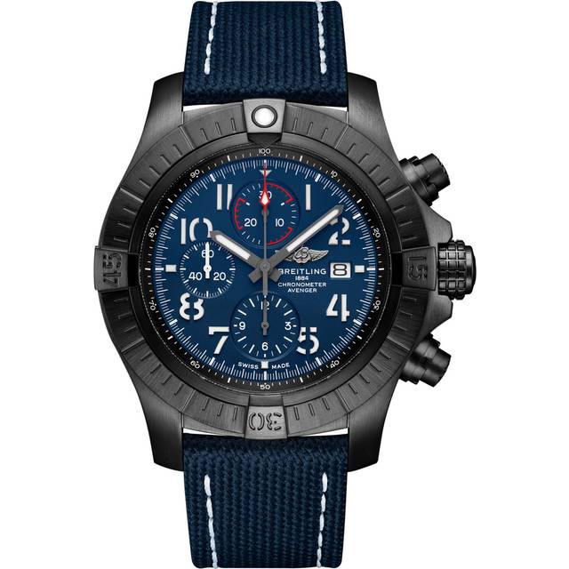 Breitling Watch Super Avenger Chronograph 48 Night Mission Leather Tang Type - Blue