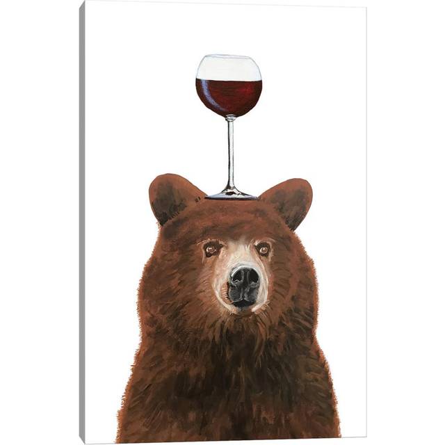 Bear With Wineglass by Coco De Paris - Wrapped Canvas Art Prints (30.48cm H x 20.32cm W x 1.91cm D)