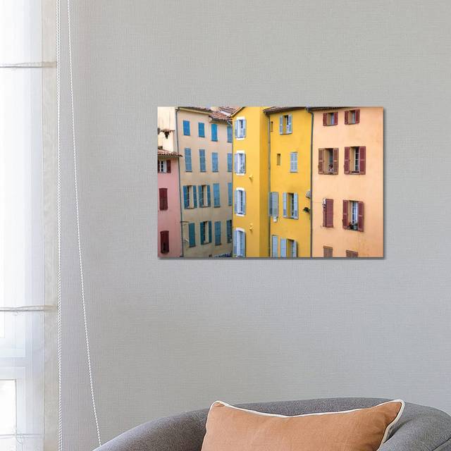 France, Provence, Grasse. Colorful Buildings. by - Wrapped Canvas (66.04 cm H x 45.72 cm W)