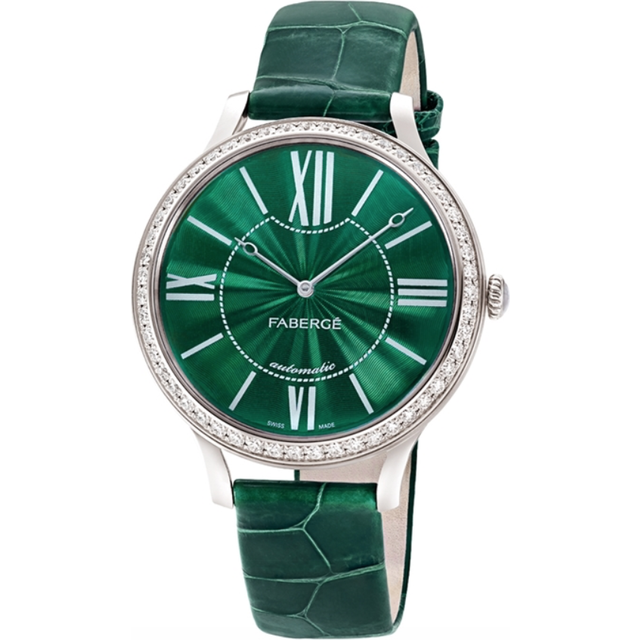 Faberge Watch Lady 18ct White Gold Green Dial - Green