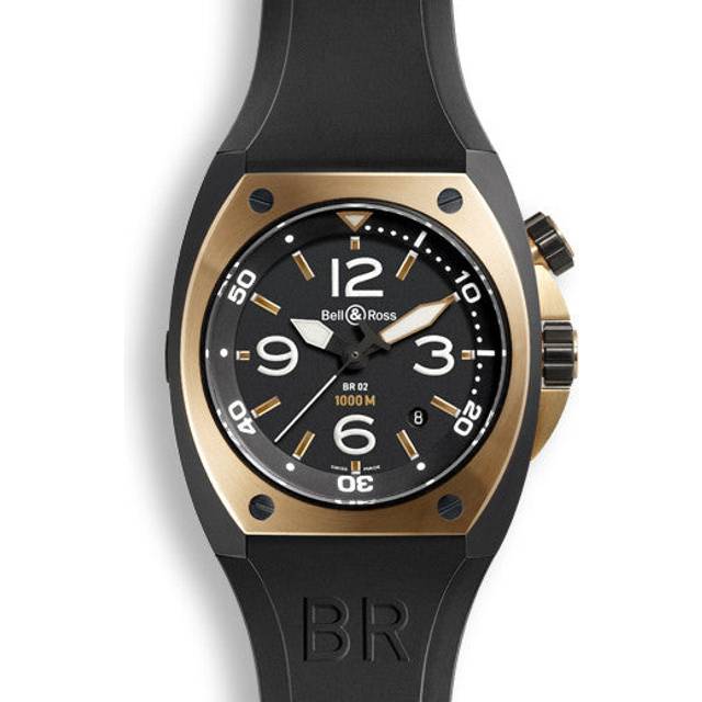 Bell & Ross Watch BR 02 Rose Gold & Carbon - Black