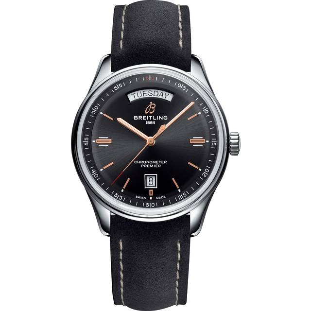 Breitling Watch Premier Automatic Day and Date 40 Anthracite Nubuck Tang - Black