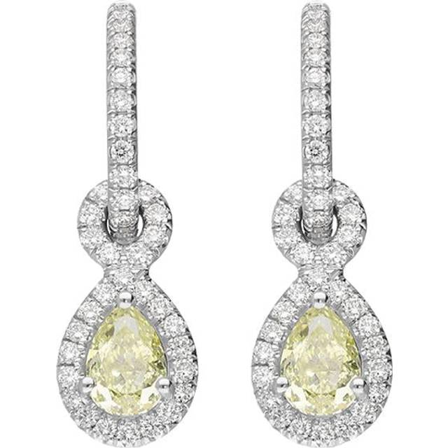 18ct White Gold 0.66ct Yellow Diamond Pear Drop Earrings