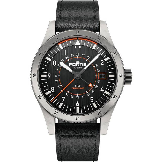 Fortis Flieger F-43 Triple-GMT Black