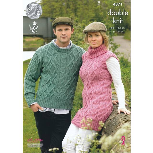 King Cole 4371 DK Knitting Pattern Ladies & Mens Sweater & Tunic