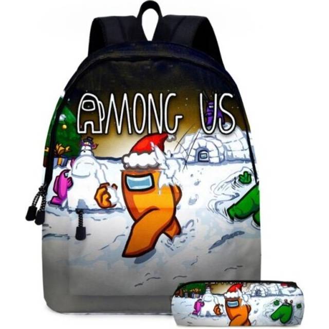 (White) Among us Backpack Multi-pocket Boys & Girls School Bag