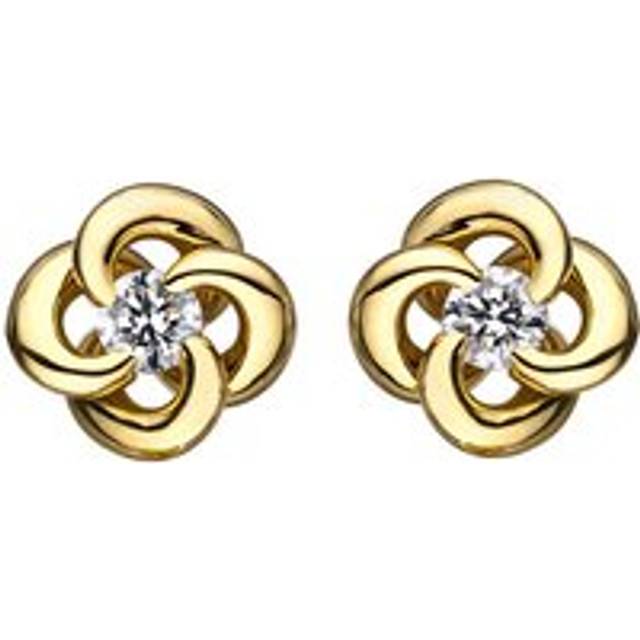 Shaun Leane Entwined 18ct Yellow Gold Diamond Petal Flower Stud Earrings - Yellow Gold