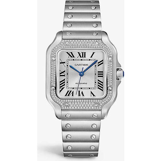 Medium Steel Santos de Cartier Watch - Gold - 35.1mm