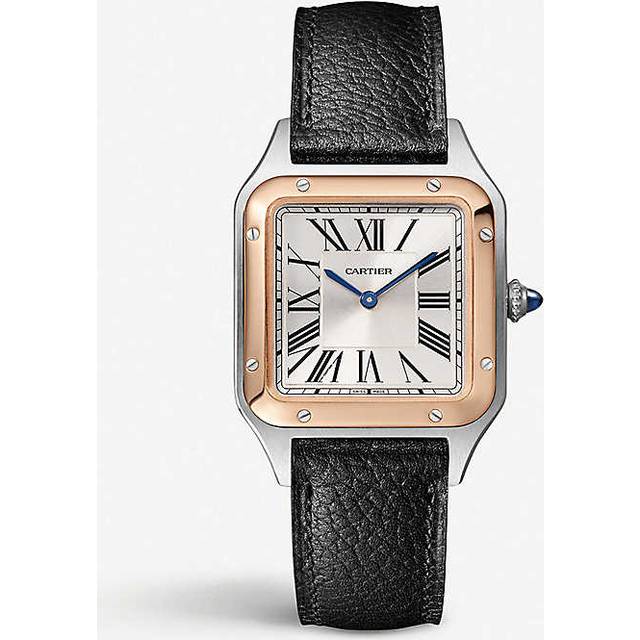 Cartier Mens Rose Gold Crw2sa0019 Santos-dumont Large Model 18ct Rose-gold, Stainless Steel and Leather High-autonomy Quartz Watch 43.5mm - ROSE GOLD