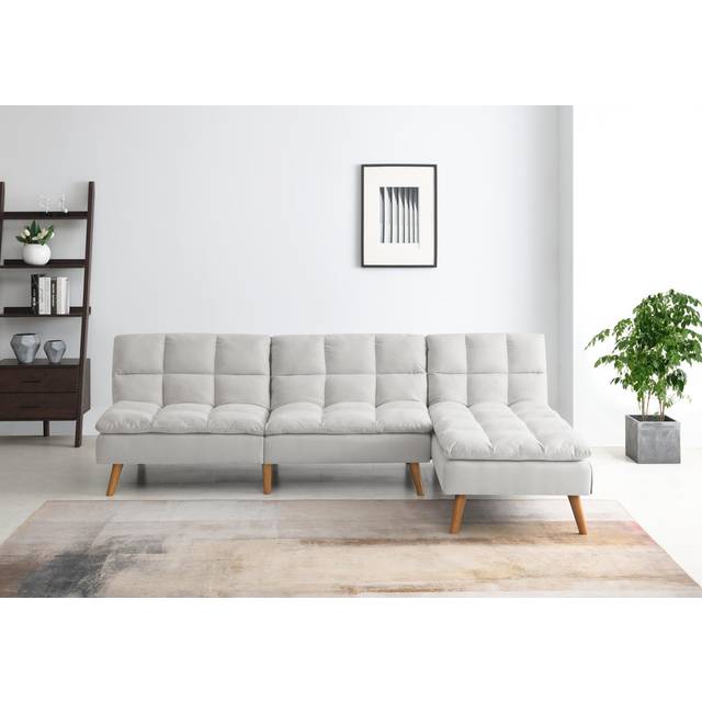 Hykkon Ted Cloud Sleeper Corner Sofa Ivory 82cm H X 252cm W X 161cm D