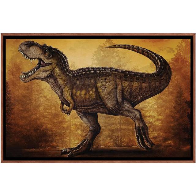 Magnatyrannus dinosaur by Aram Papazyan - Graphic Art on Canvas - Brown Floater Framed (66.04 cm H x 45.72 cm W)