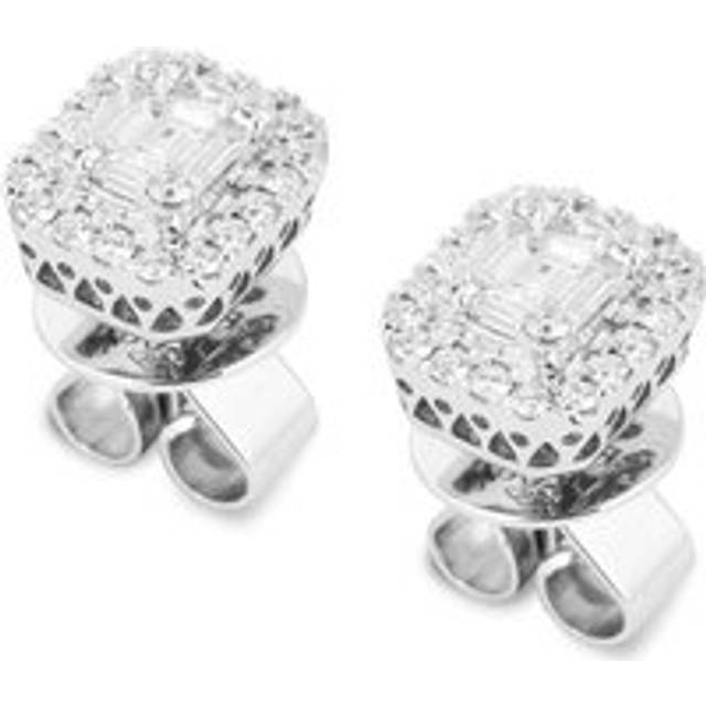 Ponte Vecchio Benvenuto 18ct White Gold 0.50ct Diamond Cushion Cut Stud Earrings - White Gold