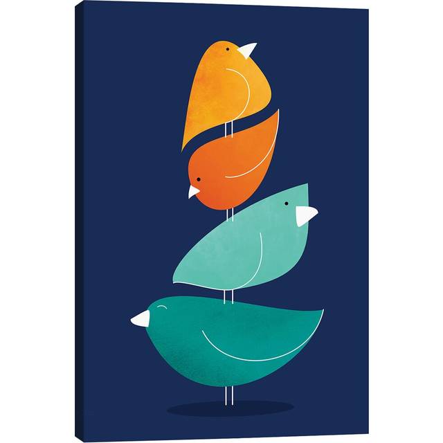 &#39;Bird Stack I&#39; Graphic Art Print on Wrapped Canvas (152.4cm H x 101.6cm W x 3.81cm D)