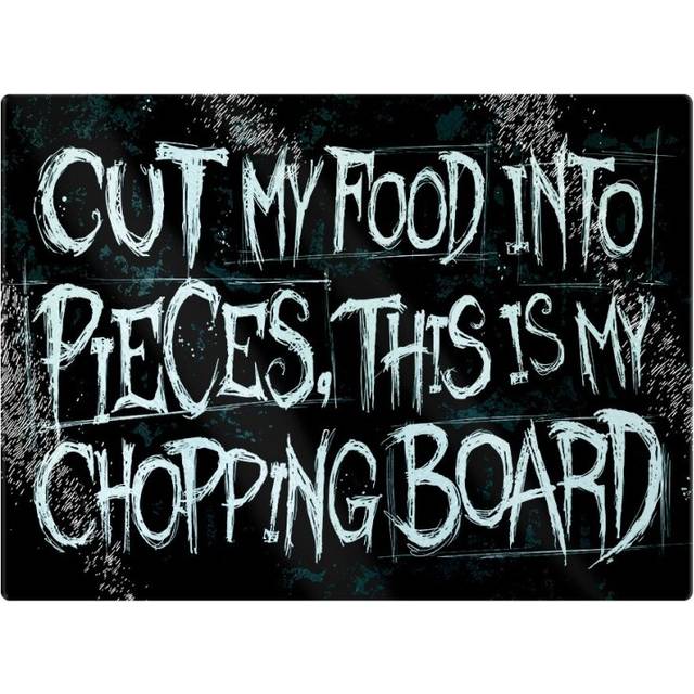 Rectangular Cut My Food Into Pieces Smooth Glass Chopping Board