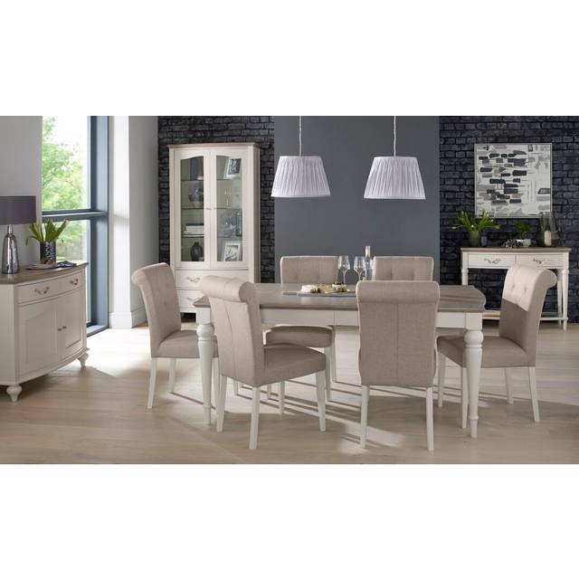 Moira Extendable Dining Set with 6 Chairs - Grey washed oak (6)