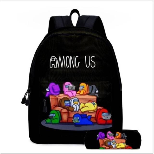 (Black) Among us Backpack Multi-pocket Boys & Girls School Bag