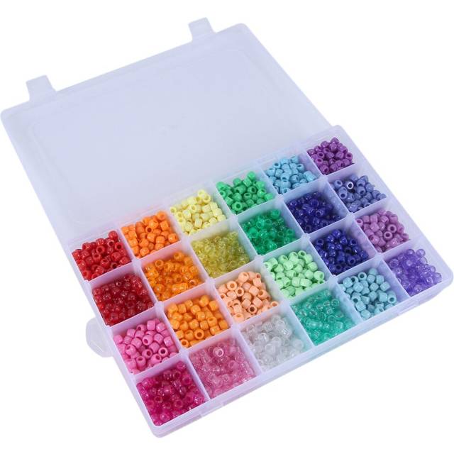 2880 Hole Beads Rainbow Plastic Beads 6 x 9 mm 24 Colors 4 Styles Round Bead Sets Suitable for DIY Jewellery Making