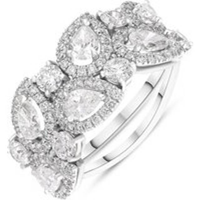 Platinum Diamond Pear Cut Statement Cluster Ring