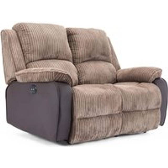 Postana Electric High Back Jumbo Cord Fabric Recliner 2 Seater Sofa - Brown