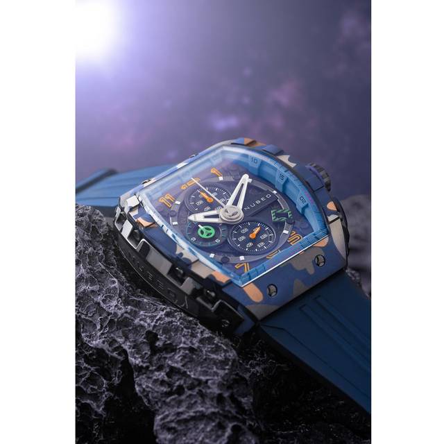 Nubeo Magellan Chronograph Blue Camo Mens Watch NB-6024-0M Stainless Steel - One Size