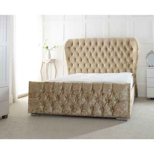Miracle Upholstered Sleigh Bed - Cream (Kingsize (5&#39;))