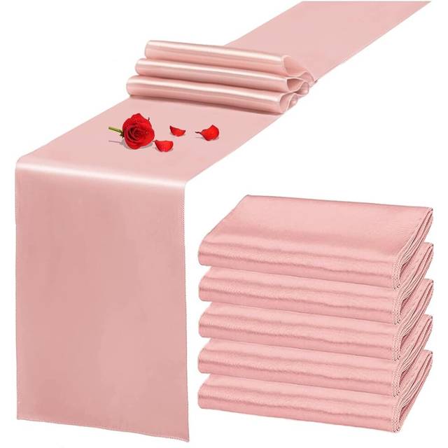 Pieces Satin Table Runner 30 x 275CM Silk and Smooth Fabric Table Runner for Wedding Banquet Party Decoration - Rose Gold