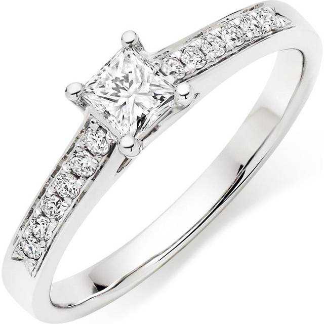 18ct White Gold Diamond Princess Cut Solitaire Ring