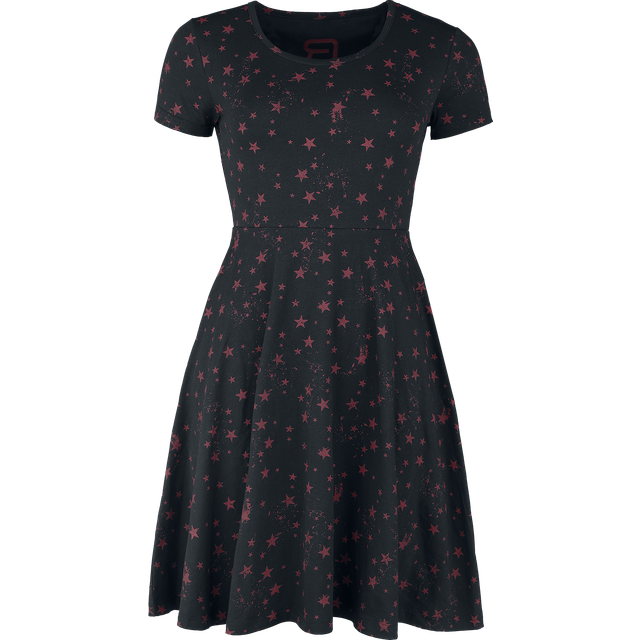 RED by EMP Short dress - Dress with all-over star print - XS to S - for Women - black-red