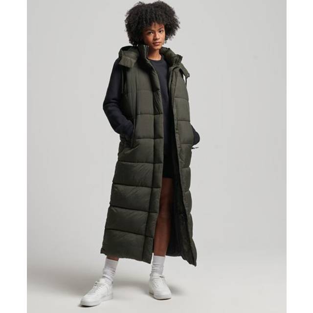 Superdry Lang Vest Med Hætte I Ripstop - Grøn